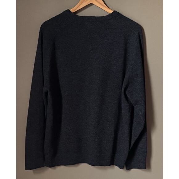 L.L. Bean Mens V Neck Lambswool Sweater Large Dark Gray Classic Fit Casual - Picture 3 of 6